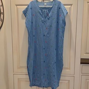 Gap gauze embroidered blue striped Caftan or coverup